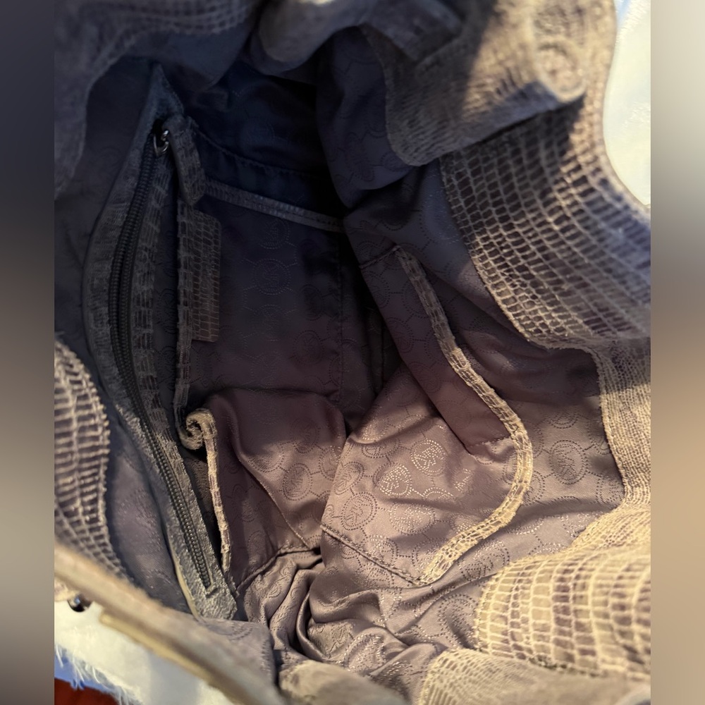 Michael Kors Silver Crocodile-Embossed Satchel - Picture 10 of 10